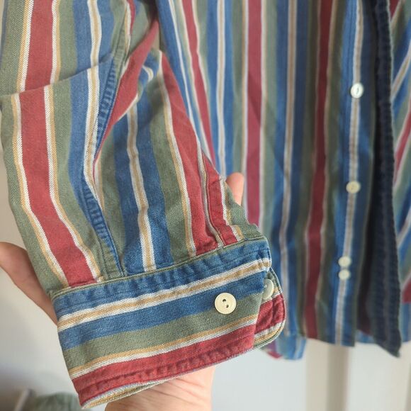 Vintage Hunt Club Long Sleeve Button Up Shirt Men's L (16-16.5) Vertical Stripes - Picture 5 of 13
